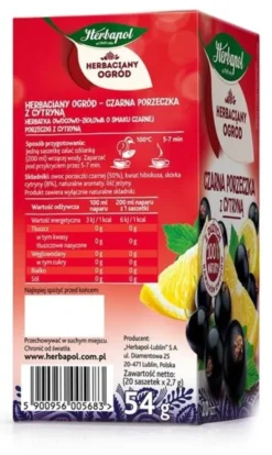 Herbapol Herbaciany Ogród, czarna porzeczka z cytryną, torebki, 20 szt.