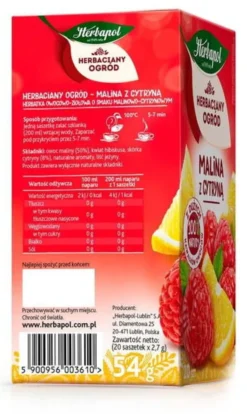Herbapol Herbaciany Ogród, malina z cytryną, torebki, 20 szt.