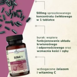 Herbapol Kraków Burak Forte z żelazem i witaminą C, tabletki, 60 szt.