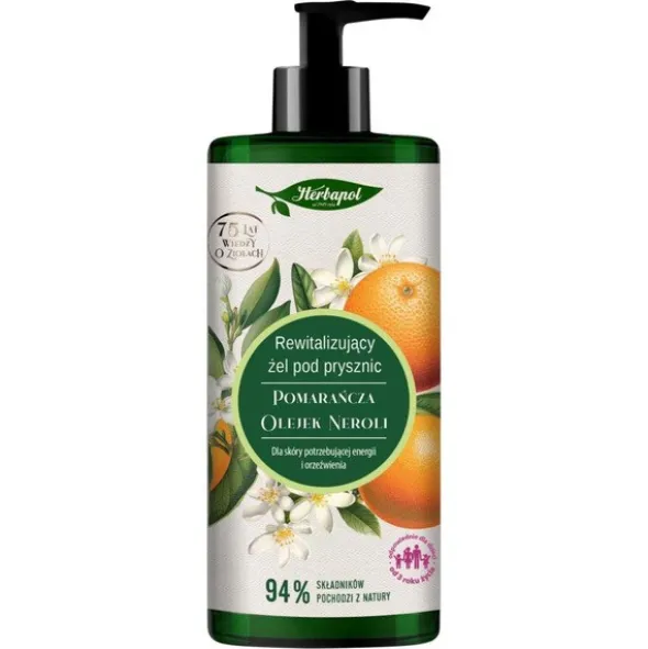 Herbapol, rewitalizujący żel pod prysznic, pomarańcza - oleje neroli, 740 ml