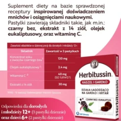 Herbitussin Kaszel i Gardło, pastylki do ssania, 12 szt.