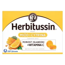 Herbitussin, pastylki do ssania, smak miód i cytryna, 12 szt.