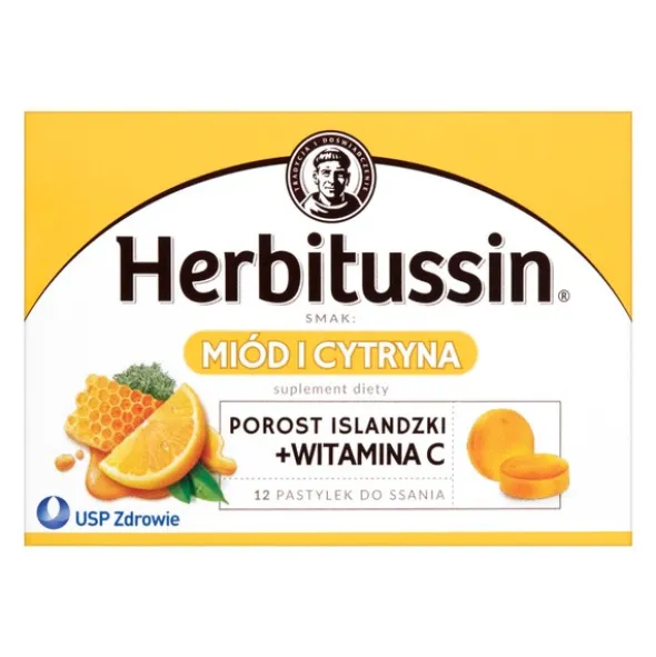 Herbitussin, pastylki do ssania, smak miód i cytryna, 12 szt.