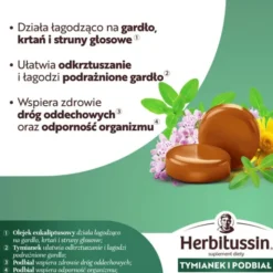 Herbitussin Tymianek i Podbiał, pastylki do ssania, 12 szt.