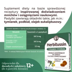Herbitussin Tymianek i Podbiał, pastylki do ssania, 12 szt.