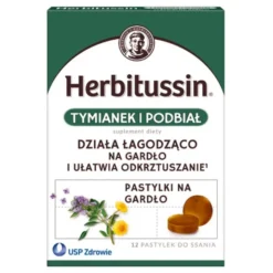 Herbitussin Tymianek i Podbiał, pastylki do ssania, 12 szt.