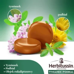 Herbitussin Tymianek i Podbiał, pastylki do ssania, 12 szt.