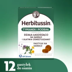Herbitussin Tymianek i Podbiał, pastylki do ssania, 12 szt.