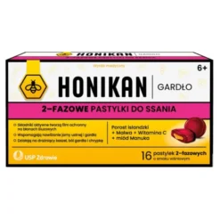 Honikan Gardło, 2-fazowe pastylki do ssania, miodowo-wiśniowy, 16 szt.