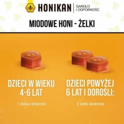 Honikan Gardło i Odporność Miodowe Honi - Żelki, 105 g (ok. 30 szt.)
