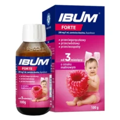 Ibum forte, 200 mg/5 ml, zawiesina doustna o smaku malinowym, 100 g
