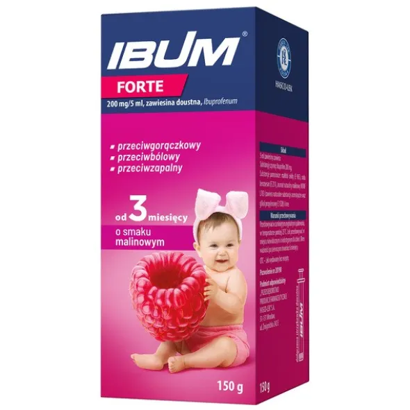 Ibum Forte, 200 mg/5ml, zawiesina doustna o smaku malinowym, 150 g