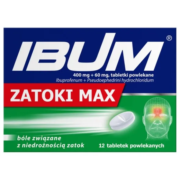 Ibum Zatoki Max, 400 mg + 60 mg, tabletki powlekane, 12 szt.