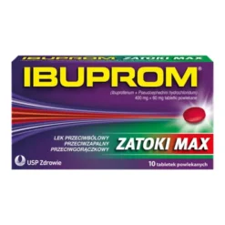 Ibuprom Zatoki Max, 400 mg + 60 mg, tabletki powlekane, 10 szt