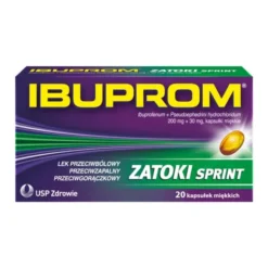 Ibuprom Zatoki Sprint, 200 mg + 30 mg, kapsułki miękkie, 20 szt.
