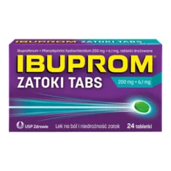 Ibuprom Zatoki Tabs, 200 mg+6,1 mg, tabletki drażowane, 24 szt.