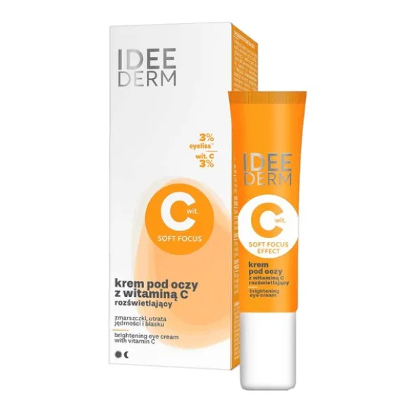 Idee Derm, rozświetlający krem pod oczy z witaminą C, 15 ml