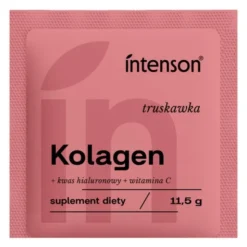 Intenson Kolagen + kwas hialuronowy + witamina C, proszek,smak truskawkowy, 11,5 g