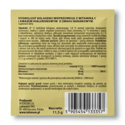 Intenson Kolagen + kwas hialuronowy + witamina C, proszek, smak bananowy, 11,5 g