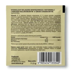 Intenson Kolagen + kwas hialuronowy + witamina C, proszek, smak ananasowy, 11,5 g