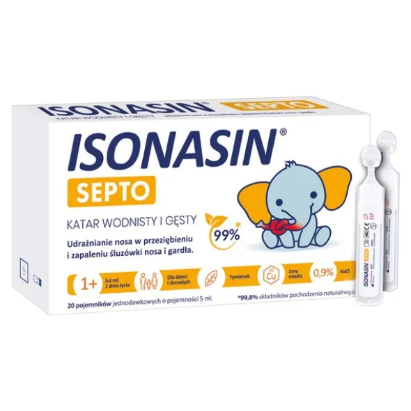 Isonasin Septo, roztwór do płukania nosa, 5 ml x 20 ampułek