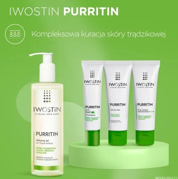 Iwostin Purritin, aktywny żel do mycia twarzy, skóra tłusta i trądzikowa, 150 ml