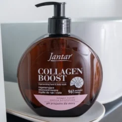 Jantar Collagen Boost, regenerujące mydło do rąk i ciała, 400 ml