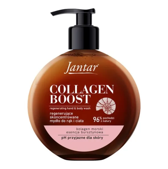 Jantar Collagen Boost, regenerujące mydło do rąk i ciała, 400 ml
