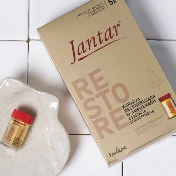 Jantar Restore, kuracja regenerująca z esencją bursztynową dla włosów zniszczonych i osłabionych, 5 x 5 ml