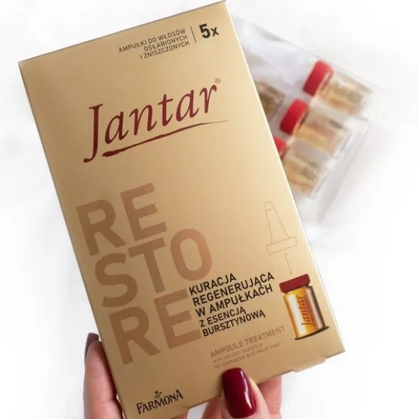 Jantar Restore, kuracja regenerująca z esencją bursztynową dla włosów zniszczonych i osłabionych, 5 x 5 ml