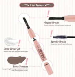 J.Cat Beauty, Attention!, pomada z żelem do stylizacji brwi 4w1, 101 Soft Brown, 2,7 g