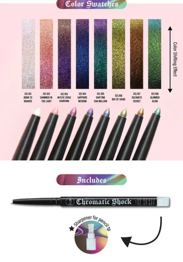 J.Cat Beauty Chromatic Shock 24/7 Xtreme Eyeliner 101, kredka do oczu z metalicznym połyskiem, 0,22 g