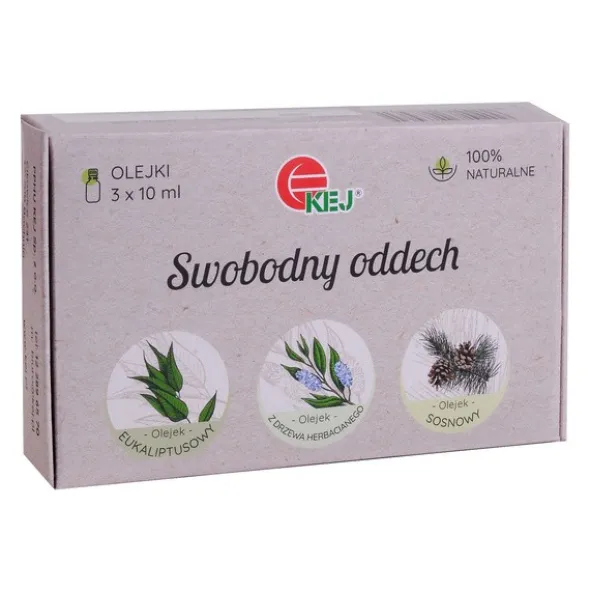 Kej, zestaw olejków eterycznych Swobodny oddech, 3 x 10 ml