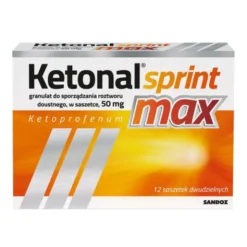 Ketonal Sprint Max, 50 mg, granulat do sporządzania roztworu doustnego, 12 saszetek