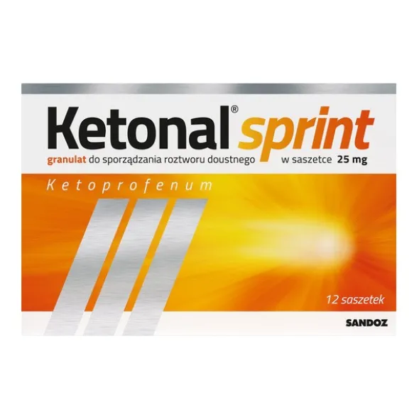 Ketonal Sprint, 25 mg, granulki do sporządzania roztworu doustnego, 12 saszetek