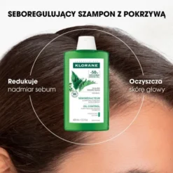 Klorane, seboregulujący szampon z organiczną pokrzywą, 400 ml