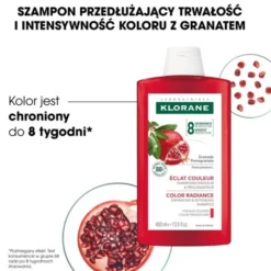 Klorane, szampon na bazie wyciągu z granatu, 400 ml
