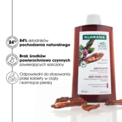 Klorane, szampon z chininą i organiczną szarotką, 400 ml