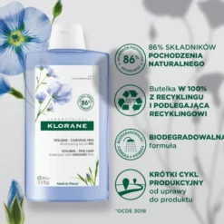 Klorane, szampon z organicznym lnem, 400 ml