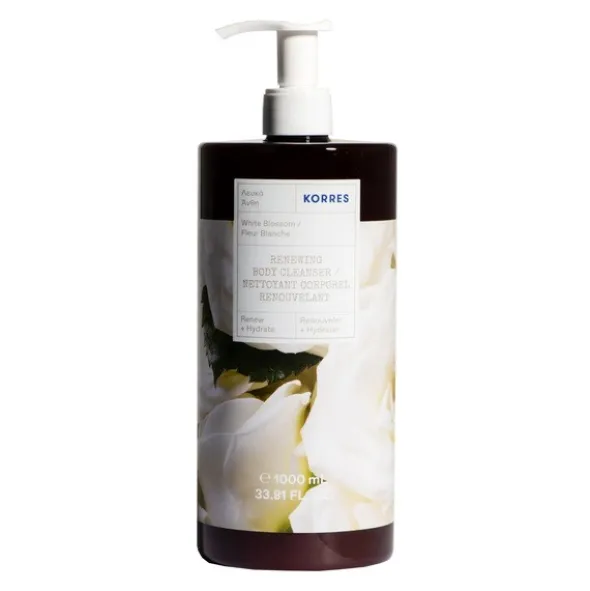 Korres, żel do mycia ciała, zapach białych kwiatów, 1000 ml