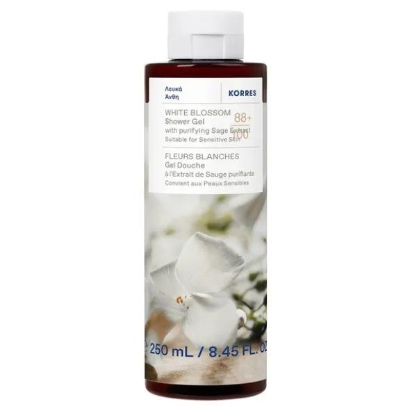 Korres, żel do mycia ciała, zapach białych kwiatów, 250 ml