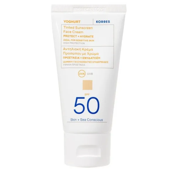 Korres Yoghurt, ochronny krem koloryzujący do twarzy SPF 50, 50 ml