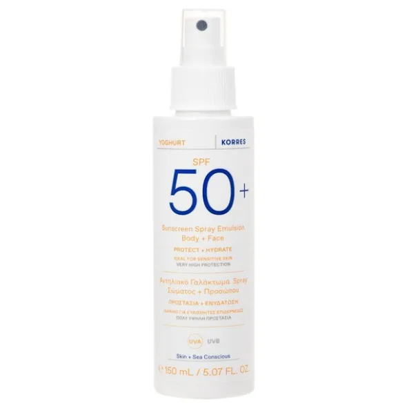 Korres Yoghurt, spray do ciała i twarzy SPF50+, 150 ml