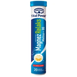 Kruger Vital Power Magnez Relaks Melisa + B6, tabletki musujące, smak cytrynowy, 20 szt.
