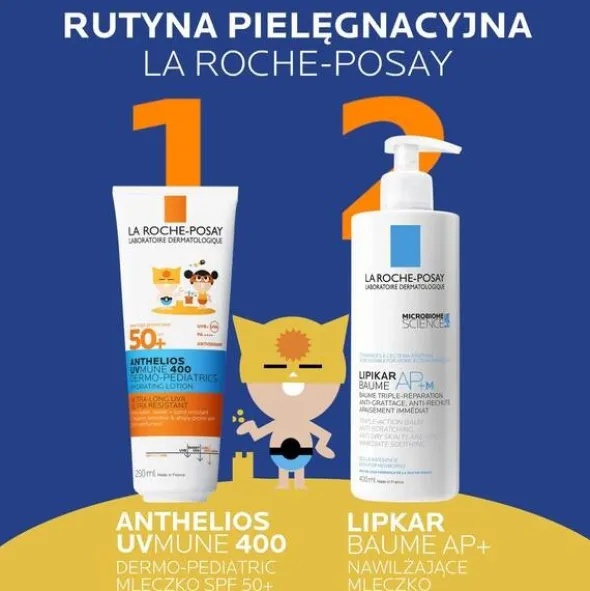 La Roche-Posay Anthelios UVMUNE 400 DP, nawilżające mleczko do twarzy i ciała dla dzieci, SPF 50+, 250 ml