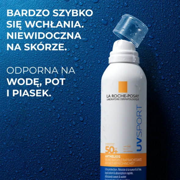 La Roche-Posay Anthelios UVSPORT, niewidoczna mgiełka odświeżająca SPF 50+, 200 ml