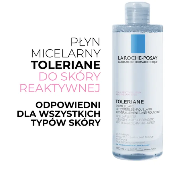La Roche-Posay Eau Micellaire Toleriane, płyn micelarny dla skóry wrażliwej i reaktywnej, 400 ml