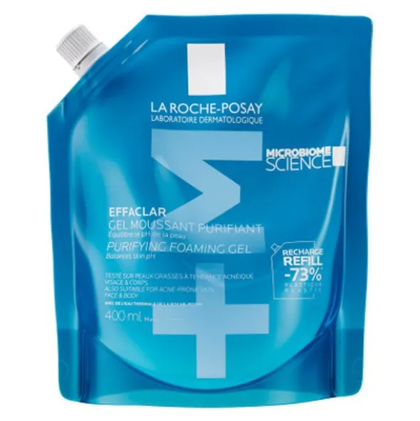La Roche-Posay Effaclar Foaming Gel, żel oczyszczający dla skóry skłonnej do trądziku, uzupełnienie, 400 ml