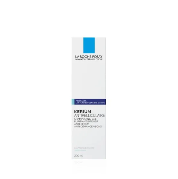 La Roche-Posay, Kerium, żelowy szampon przeciwłupieżowy, włosy tłuste, 200 ml