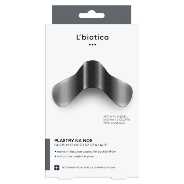 L`Biotica, głęboko oczyszczające plastry na nos z węglem drzewnym, 3 szt.